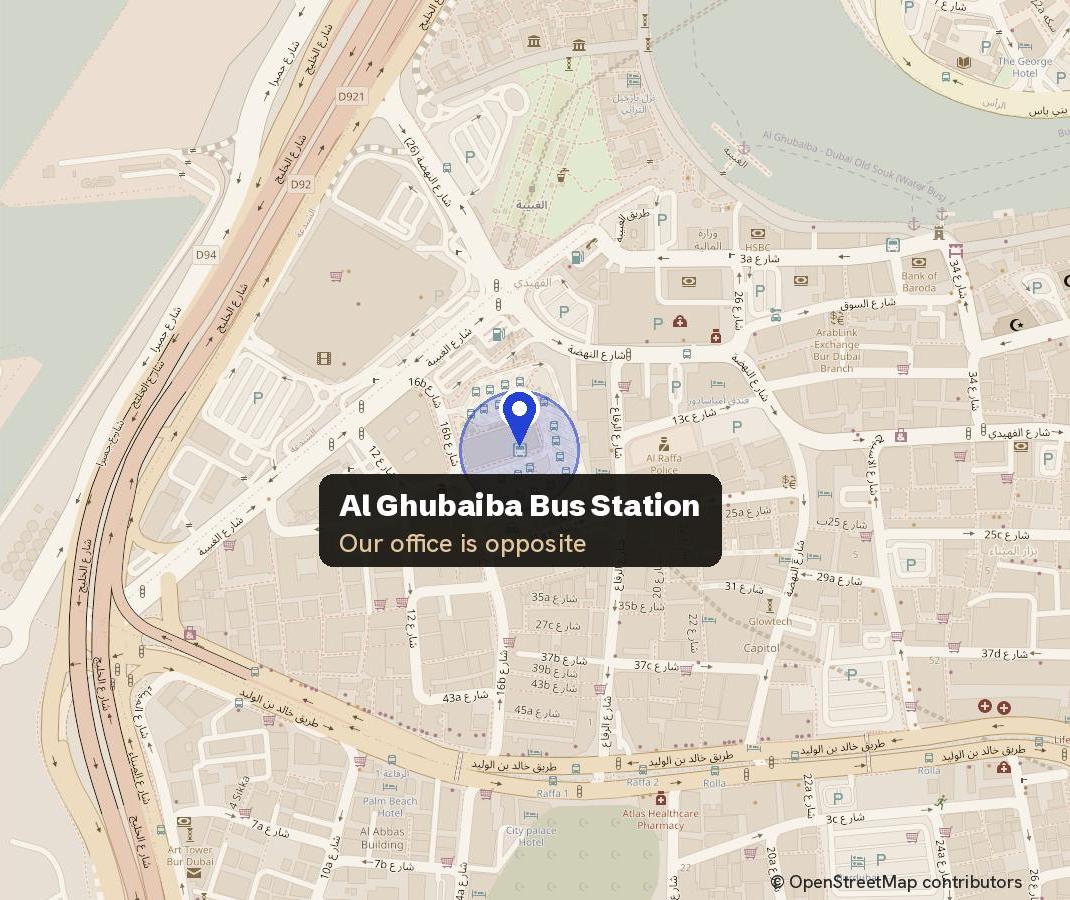 Map of Bur Dubai around Al Ghubaiba Bus Station